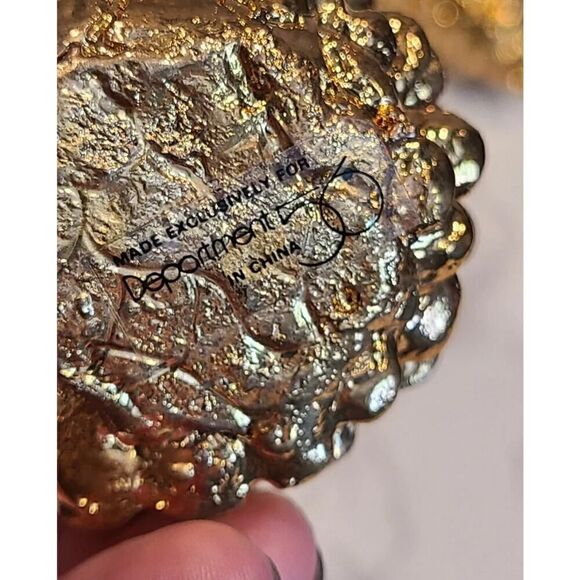 Dept 56 Gold Tone Heavy Metal Pinecone Décor Holiday Season Set of 3 EUC - Picture 11 of 11